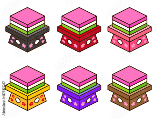 かわいい菱餅のイラスト素材セット