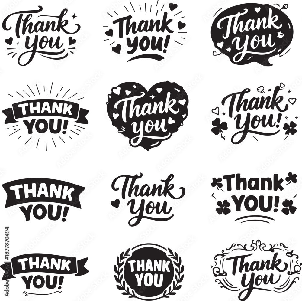 Obraz premium Thank You Typography Bundle
