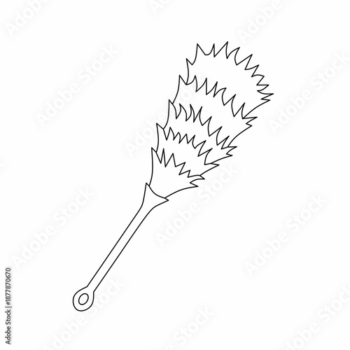 Feather duster line icon illustration for home cleaning and housekeeping service, household dusting tool outline, minimal monochrome design isolated on white