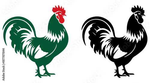 Chicken Rooster silhouette for Farm Logo Symbols on white background, rooster, chicken, farm, hen, poultry, silhouette, chickens, character, drawing