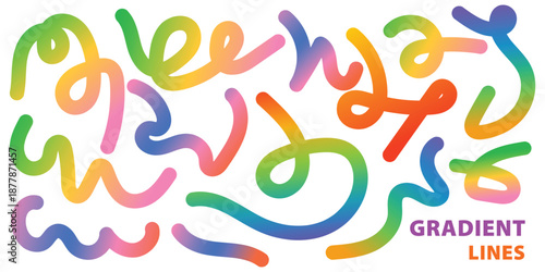 Vibrant gradient lines art with multicolored swirling patterns