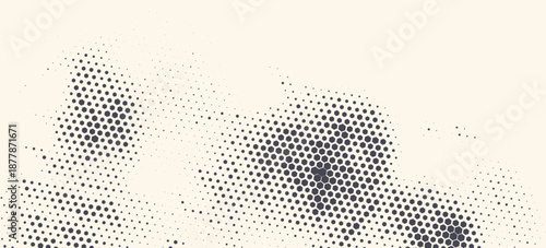 Abstract Vintage Halftone Hexagon Background. Abstract halftone background featuring hexagon and dot patterns with a vintage, distressed texture on a light beige surface.