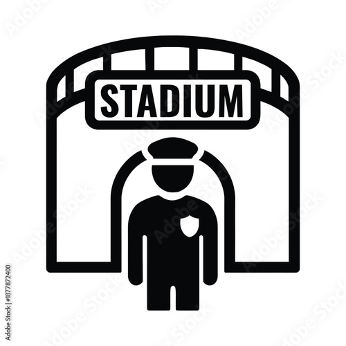 stadium gate guard silhouette vector icon on white background 