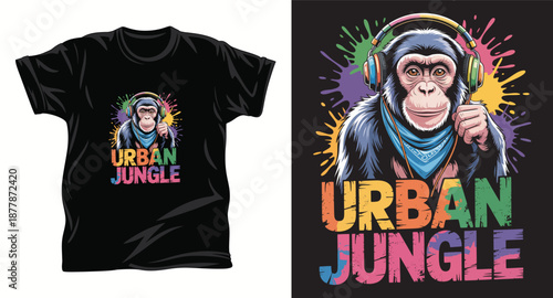 Monkey graphic vector t shirt design Print.