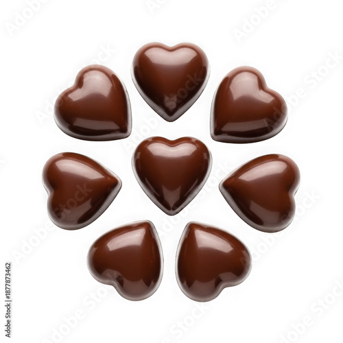 Delicious chocolate hearts isolated on transparent background
