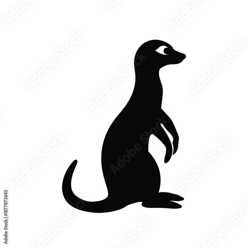 Standing Meerkat Silhouette Watching for Danger Isolated on White Background Vector Design