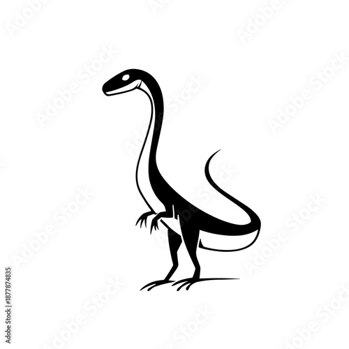 Compsognathus. Compsognathus simple black and white line art vector logo