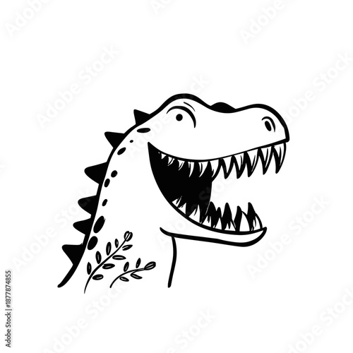 Giganotosaurus. Giganotosaurus simple black and white line art vector logo