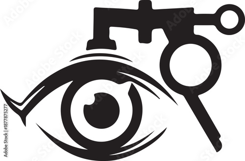 Eye with faucet and magnifying glass symbol illustration isolated on transparent background