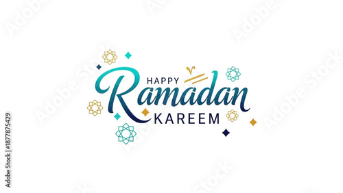 Elegant Happy Ramadan Kareem Greeting with Decorative Elements