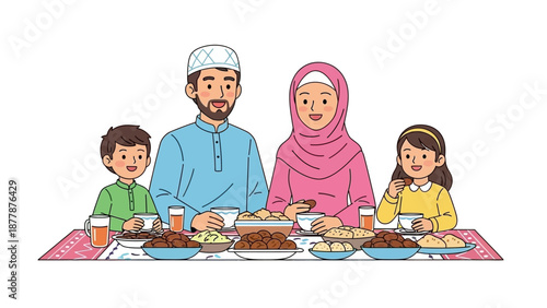 Happy family enjoying traditional meal together at home