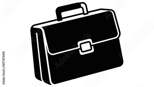 Black Briefcase with Handle and Buckle.