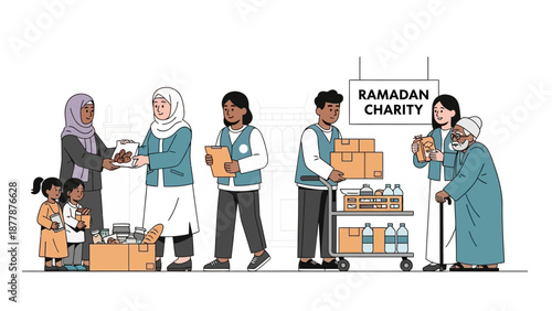 Diverse Group Volunteering at Ramadan Charity Event