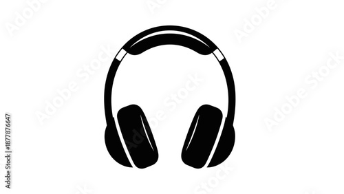 Black Headphones Simple Minimalist Design.