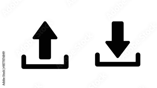 Black Upload and Download Arrow Icons.
