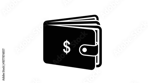 Black Wallet with Dollar Sign Icon.