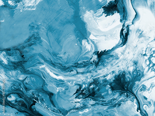 Wallpaper Mural Blue abstract fantastic wave, creative hand painted background, marble and brush texture, abstract ocean, acrylic painting. Torontodigital.ca