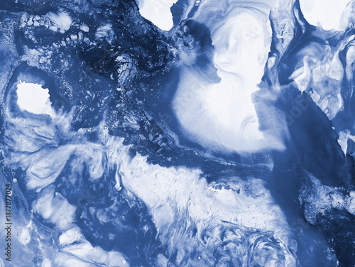 Wallpaper Mural Winter landscape, abstract art painting, blue creative hand painted background, marble and brush  texture, acrylic. Torontodigital.ca