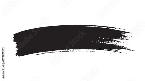 A black brush stroke isolated on a clean background, viewed from a straightforward perspective, showcasing a simple yet elegant design element.