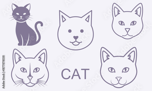Cute cat doodle set.