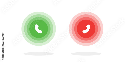 Answer and decline phone call buttons. Phone call. Telephone sign. Accept call and decline phone icons. vector