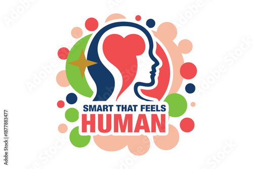 humanizing AI technology vector illustration representing emotional intelligence empathy ethical design and user focused artificial intelligence systems for future digital experiences.