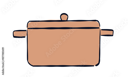 鍋のシンプルな手書き風のイラスト