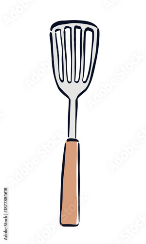 フライ返しのシンプルな手書き風のイラスト