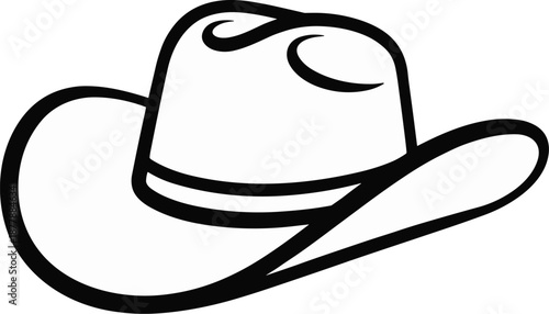 Stylized cowboy hat drawing isolated on white background traditional western fashion accessory illustration for apparel design template country music festival advertisement graphic resource rodeo even