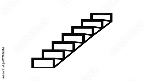 Minimalist black outline drawing of a flight of stairs, representing architecture, interior design, and the concept of levels.