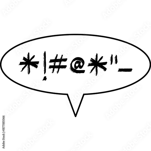 Censored Swear Symbols in Speech Bubble Illustration, Speech Bubble with Censored Profanity Symbols