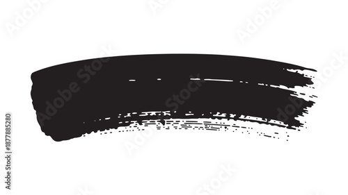 Black paint brush stroke isolated on a clean and simple visual background from a straightforward viewpoint