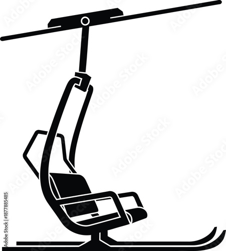 Minimalist Winter Vacation Illustration: Ski Lift Motif