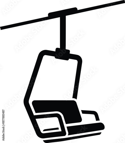 Black and White Graphic of Vintage Ski Resort Lift