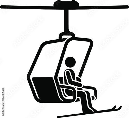 High-Resolution Ski Lift Chair Silhouette
