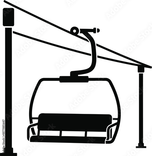 Ski Lift Silhouette Clipart for Winter Sports Branding