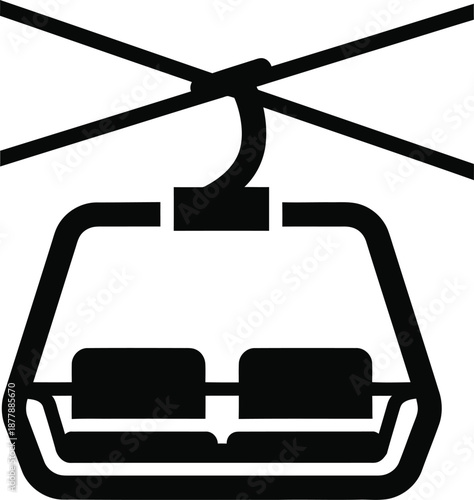 Modern Ski Lift Silhouette Art - High Contrast Graphic