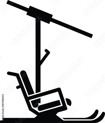 Minimalist Black and White Ski Lift Chair Illustration