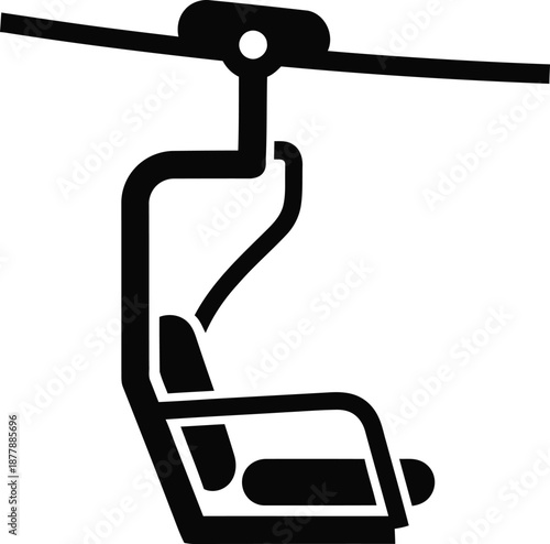 Black and White Ski Lift Chair Silhouette Illustration