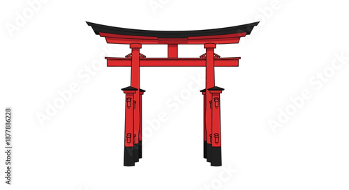 Traditional red japanese torii gate vector illustration
