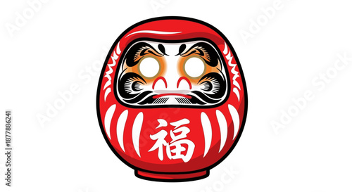 Red Japanese Daruma doll symbol of luck and perseverance