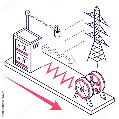 Electrical Insulation Material Concept showing Blocked Energy and Protective Barrier for Safety Engineering