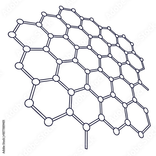 Graphene Atomic Structure Illustration with Seamless Hexagonal Honeycomb Lattice
