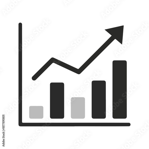 Bar chart with upward trend line indicating growth isolated on white background, Vector, illustration