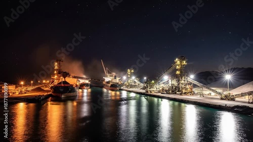 Port Hedland Industrial Harbor Sunset Transition Hyperlapse 4K Video