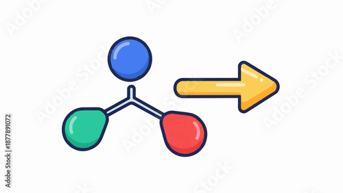 Colorful icon depicting a weather vane with a blue top and red/green cups, alongside a bright yellow arrow