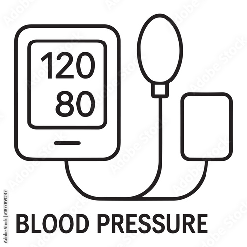 Minimal outline icon of blood pressure measuring device, health monitoring equipment, editable stroke, isolated on white background