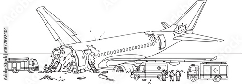 Emergency Response and Rescue Operation at Damaged Passenger Aircraft Scene