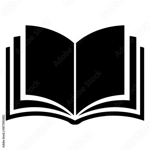 Open Book Silhouette Icon Vector Design on White Background