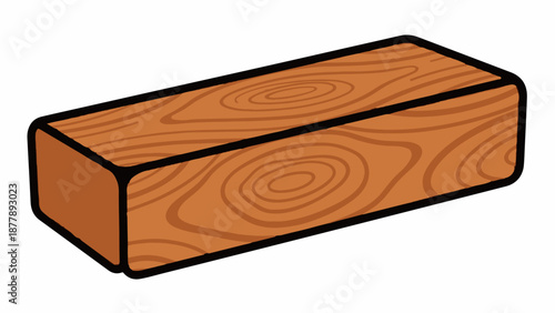 Cartoonish wooden block with textured grain pattern